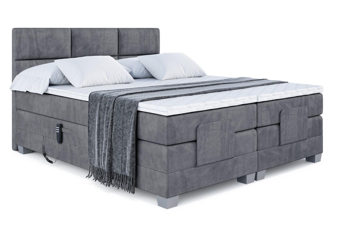 BOXSPRINGBETT elektrisch verstellbar mit 2 Matratzen H4/Taschenfederung PROT EL 140 x 200 Dunkelgrau - Dunkelgrau, Holzwerkstoff (147/200cm) - ALTDECOR