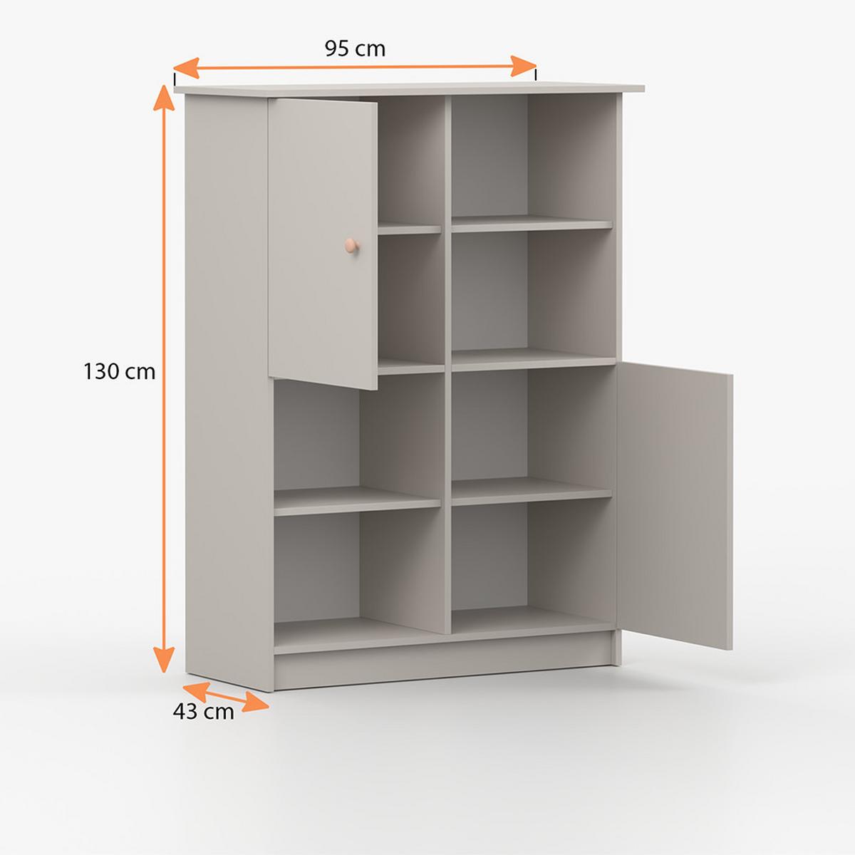 REGAL OLAF II 95cm/130cm/43cm Kaschmir, Griff Anthrazit - Kaschmir/Anthrazit, Holzwerkstoff/Metall (95/130/43cm) - imoebel24
