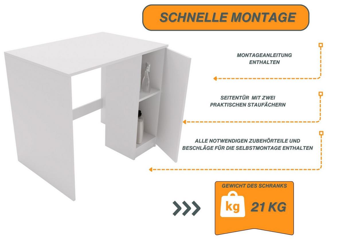 WASCHMASCHINENSCHRANK für Waschmaschine & Wäschetrockner 95/89/66 - Weiß, Holzwerkstoff (95/89/66cm) - RAUMHIRSCH FURNITURE