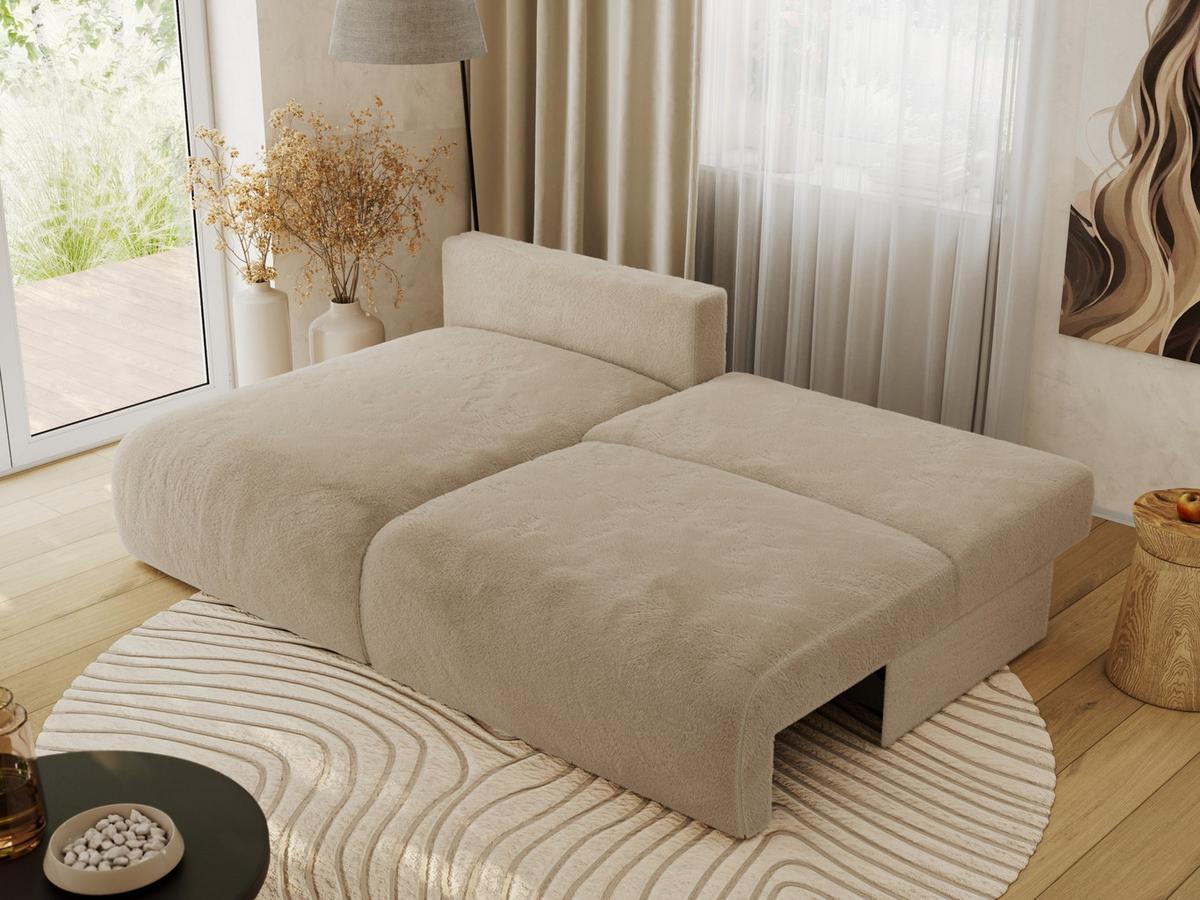 ECKSCHLAFSOFA VIVO L Beige Plüsch - links - Beige/Schwarz, Kunststoff/Textil (223/150cm) - MKS