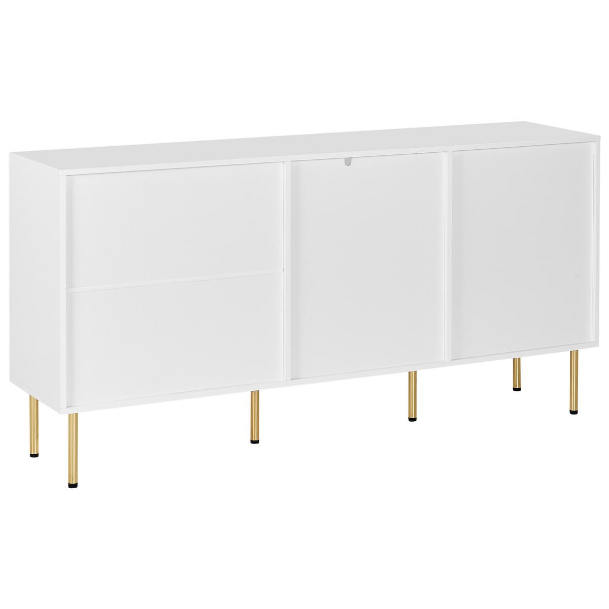 SIDEBOARD mit Glastüren 160 cm Weiß Milora - Weiß, Holzwerkstoff (160/80/40cm) - Beliani