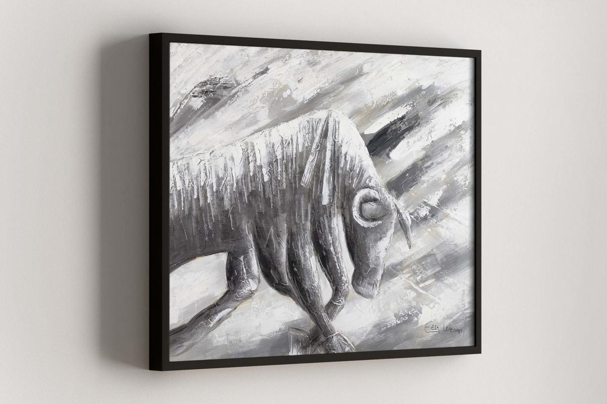 ACRYLBILD HANDGEMALT 100/75 cm - Schwarz/Grau, Holz/Textil (100/75cm) - KUNSTLOFT