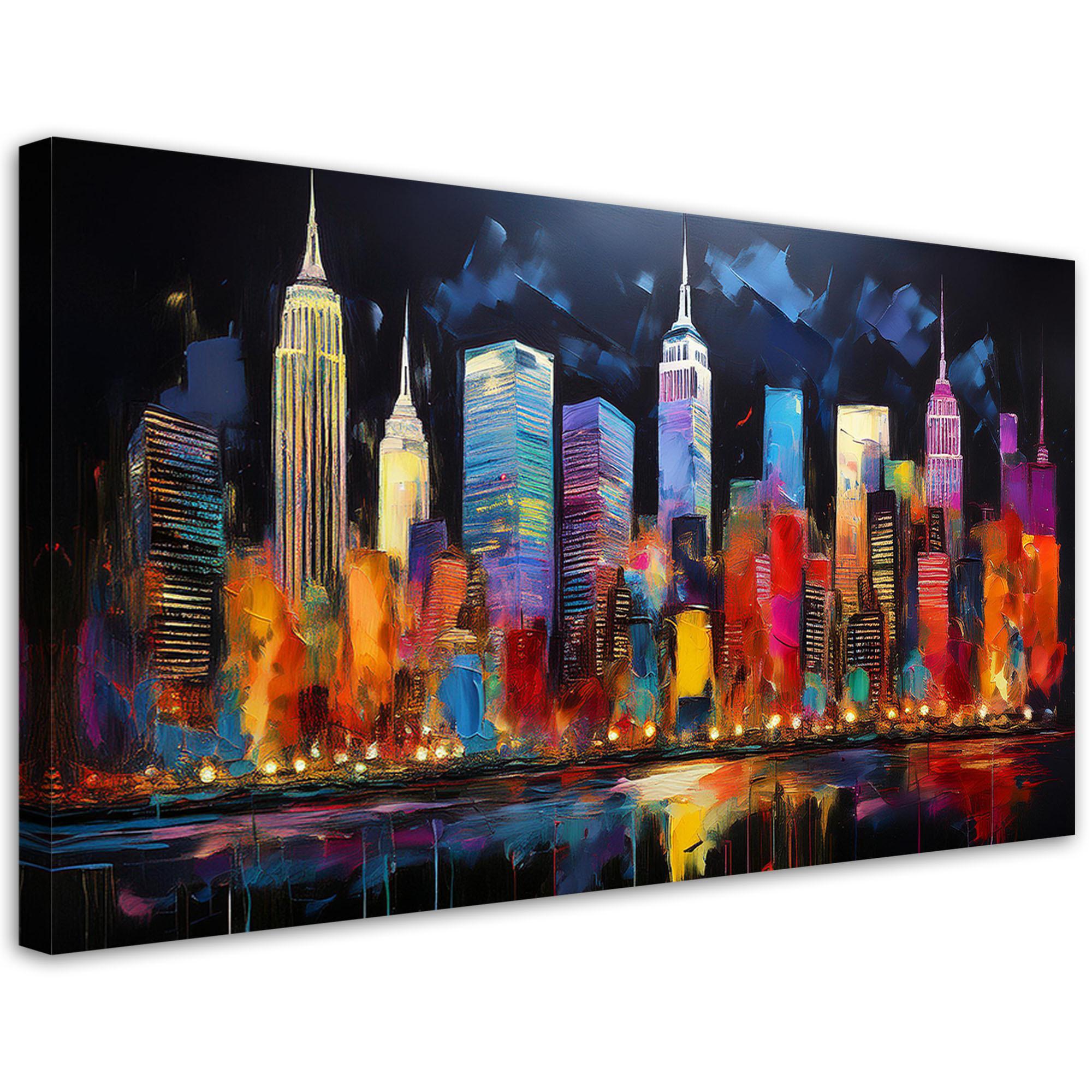 LEINWANDBILD New York City Bunte Architektur 100x50cm - Multicolor, Textil (100/50cm) - Feeby