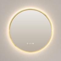 BADSPIEGEL mit LED-Beleuchtung Anti-Beschlag Zeitanzeige Goldfarben Ø 60 cm - Goldfarben, Glas (60/3/3cm) - EMKE