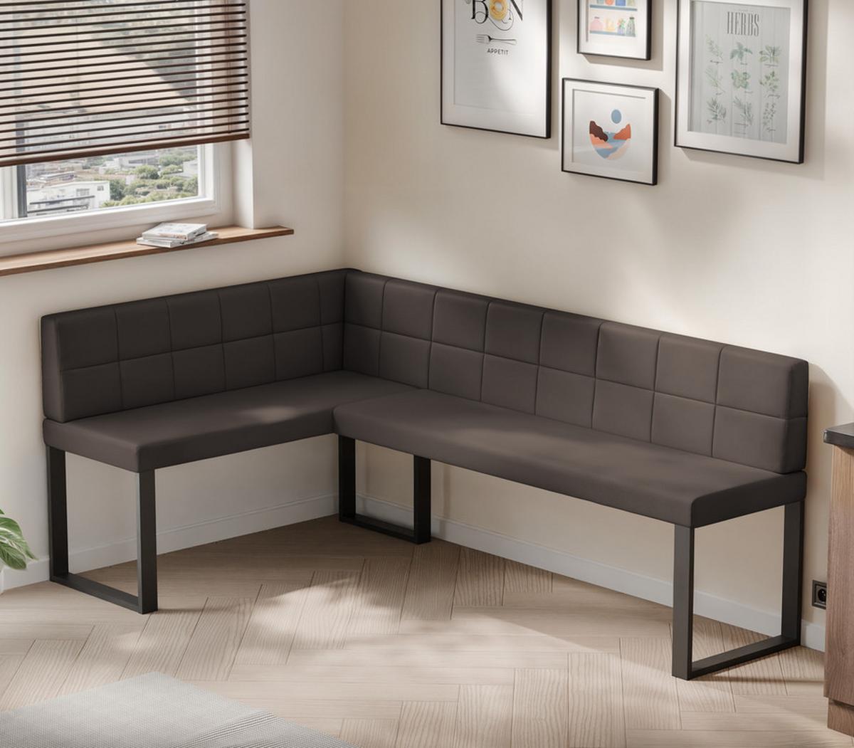 ECKBANK links SANA U Kunstleder gesteppt, 128/168 cm Braun - Braun, Kunststoff/Textil (128/168cm) - Idohome