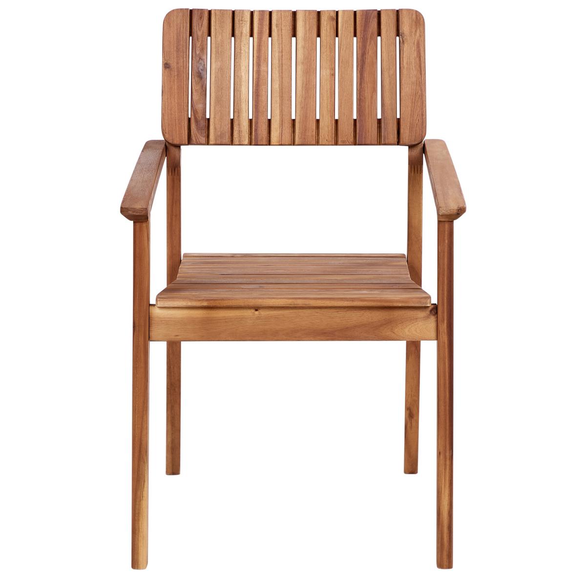 GARTENSTUHL 4er-Set Holz Heller Holzfarbton Agello - Hellbraun, Holz (55/88/60cm) - Beliani