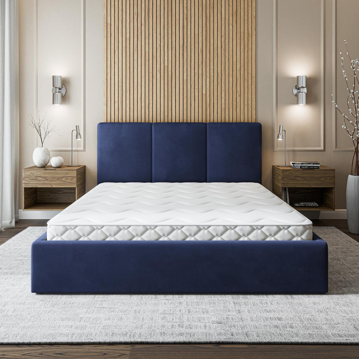 POLSTERBETT AZURI 120x200 cm mit Bettkästen - Blau - Blau, Holz (120/200cm) - MASSENO