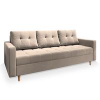 BETTSOFA MILO Beige Plüsch-Stoff mit Schlaffunktion - Beige, Textil (220/93/87cm) - MASSENO