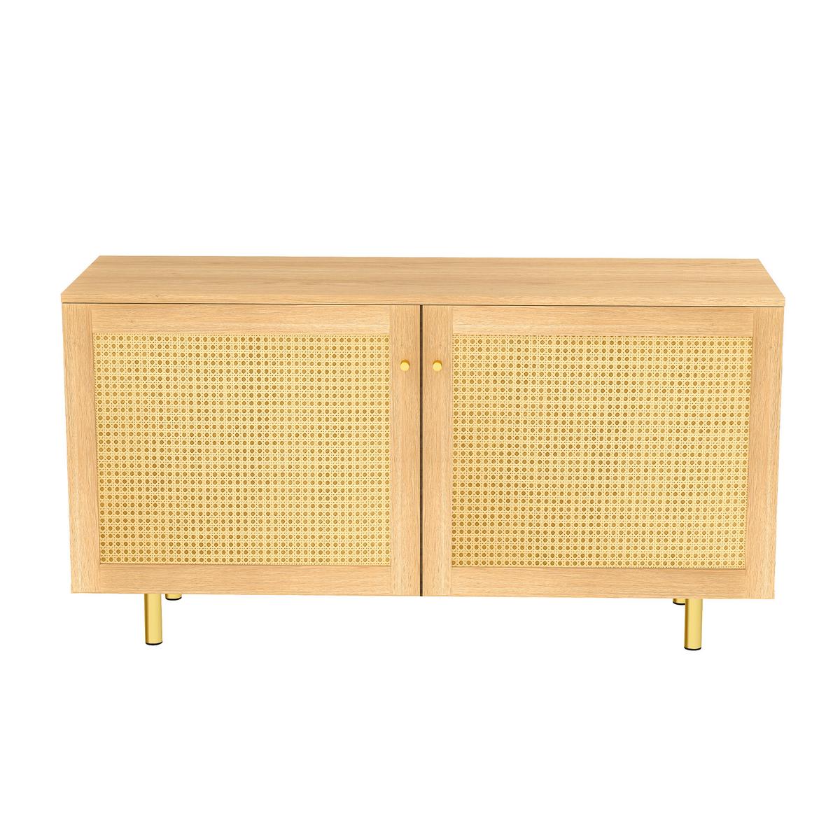 SIDEBOARD rattan naturholz 120cm 2 türen - Naturfarben, Holzwerkstoff (120/63/40cm) - Urban Meuble