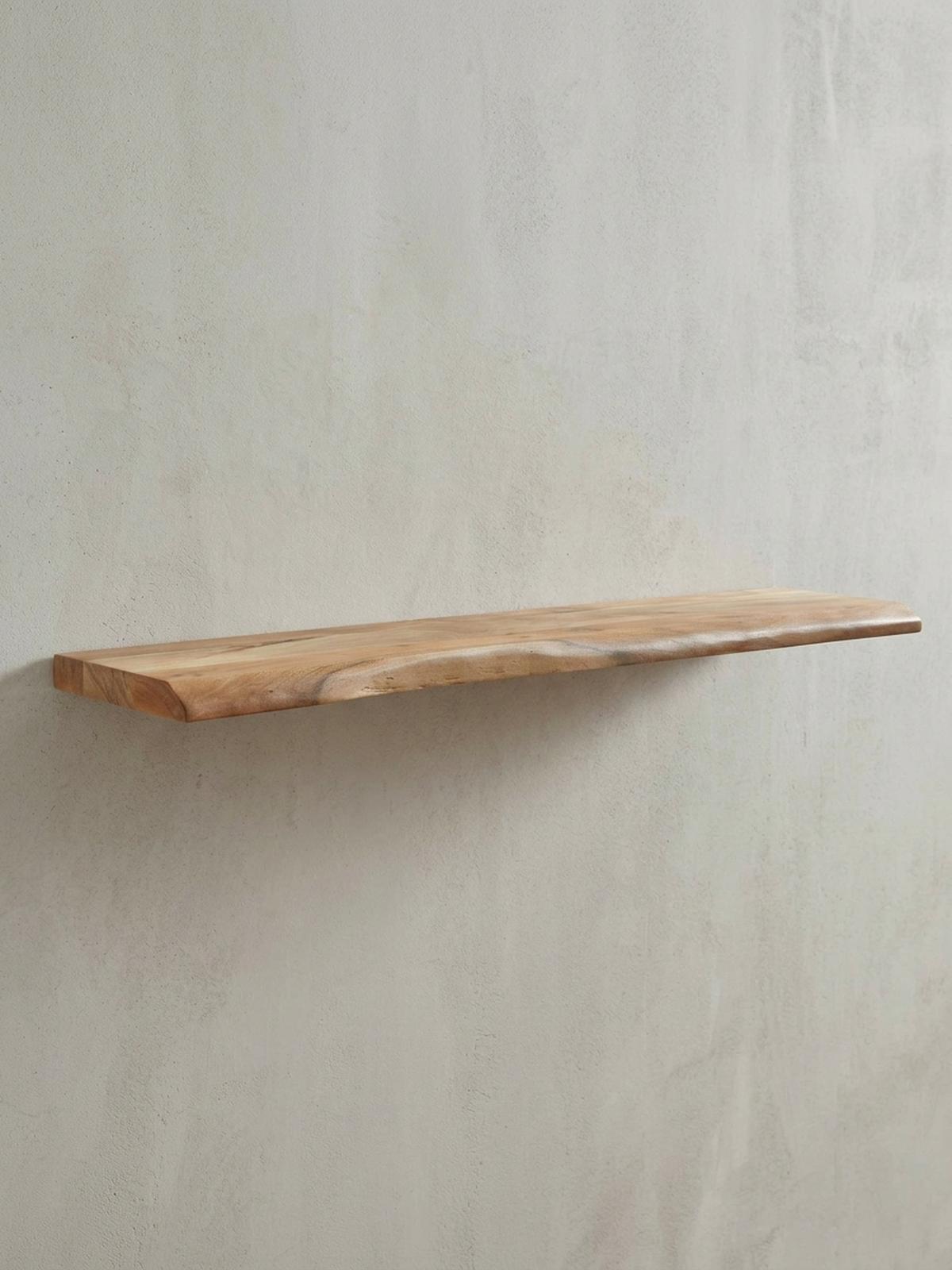 WANDREGAL Akazienholz Baumkante Rustikal, Beige 120x26x4 cm - Beige, Holz (120/4/26cm) - KADIMA DESIGN