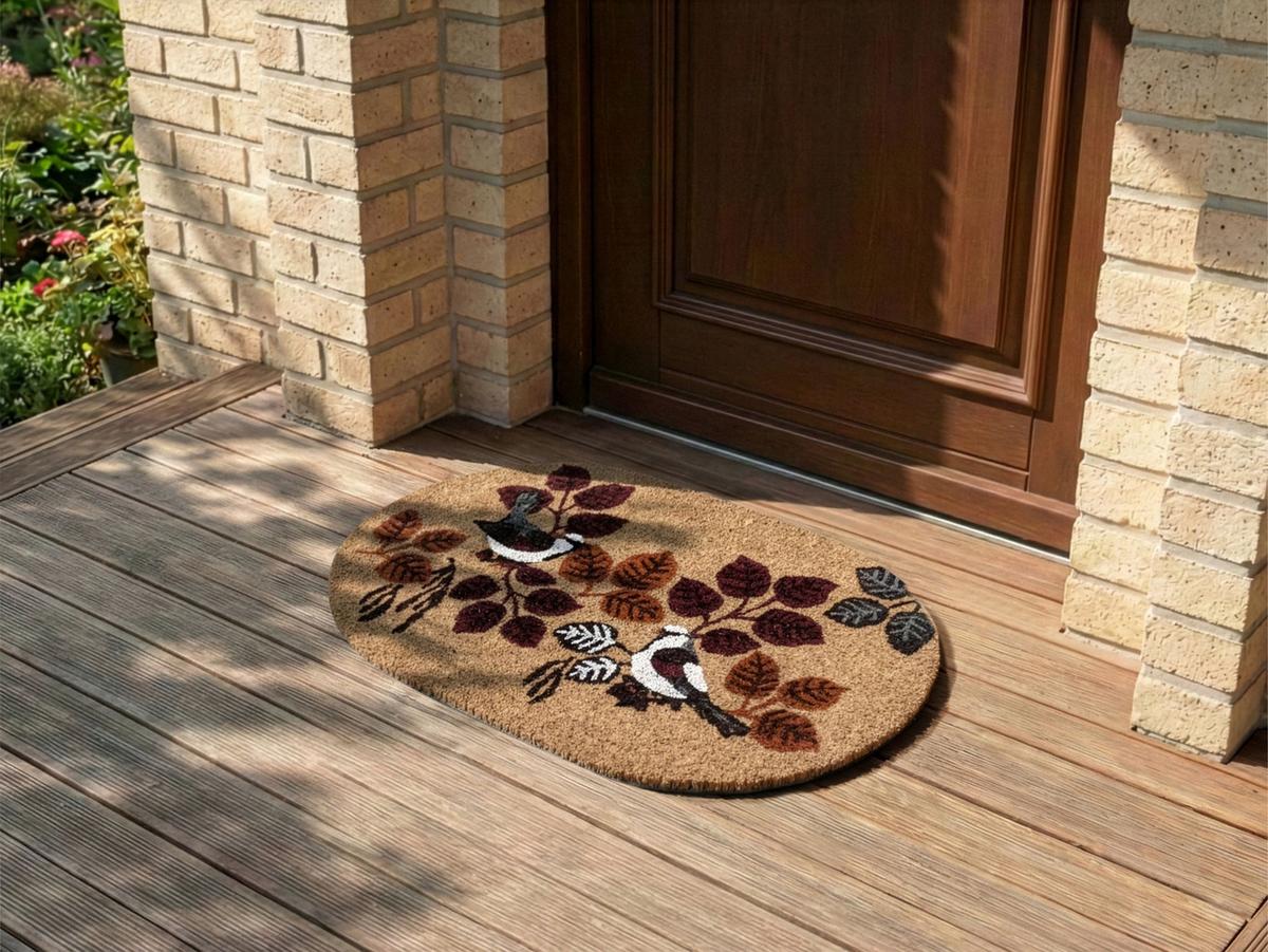 FUSSMATTE Naturfarben 40/60 cm Vogel Kokosfasern Toolik - Naturfarben, Textil (40/60cm) - Beliani