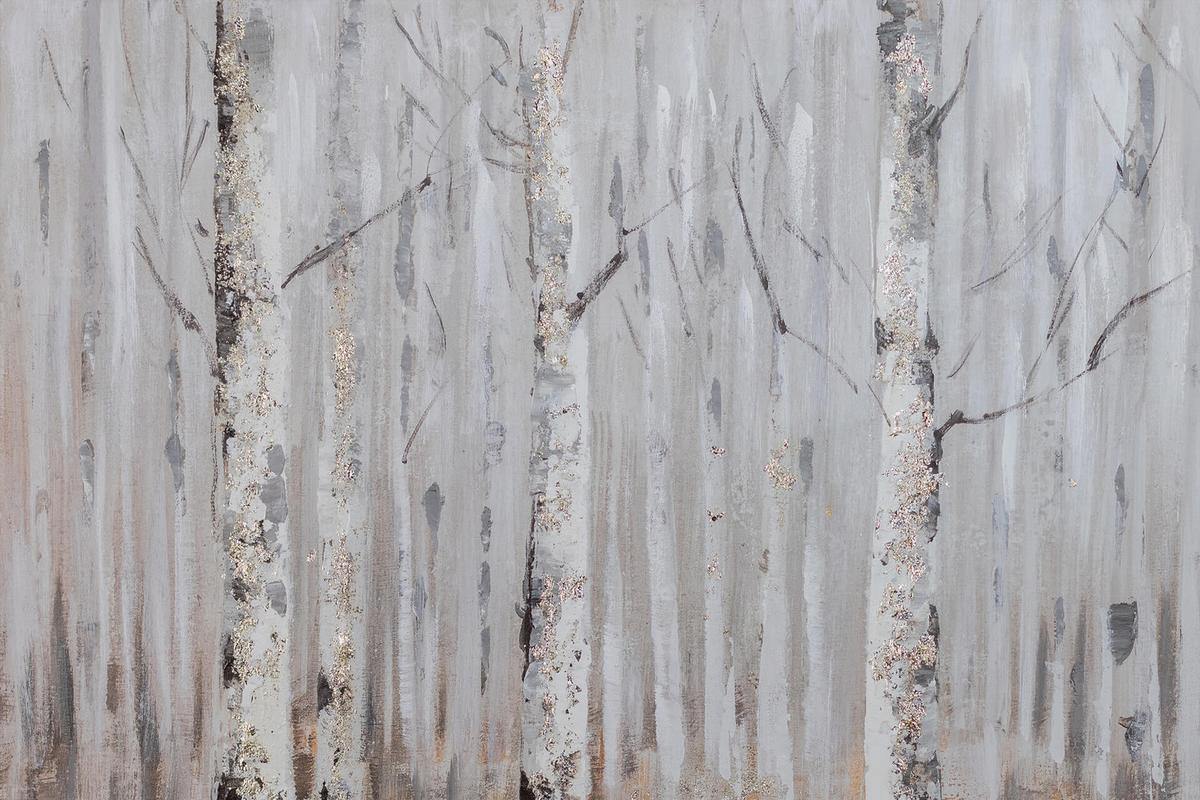 ACRYLBILD HANDGEMALT 90/60 cm - Weiß/Braun, Holz/Textil (90/60cm) - KUNSTLOFT
