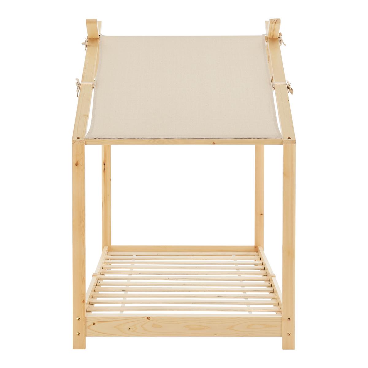 HAUSBETT Brome - Naturfarben, Holz/Textil (90/200cm) - [en.casa]