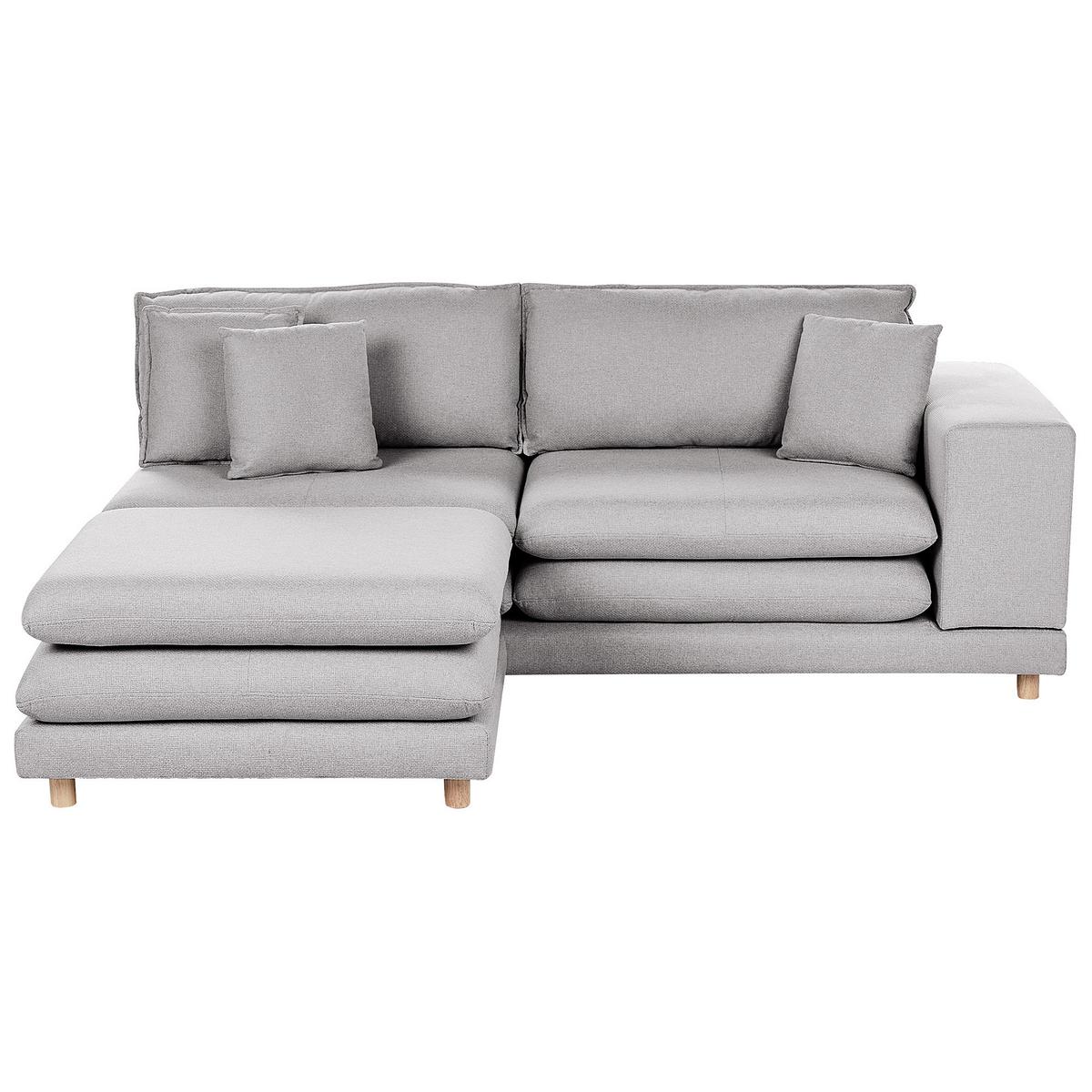 2-SITZER-SOFA mit Ottomane Stoff Grau Heden - Dunkelgrau/Braun, Textil (197/81/86cm) - Beliani