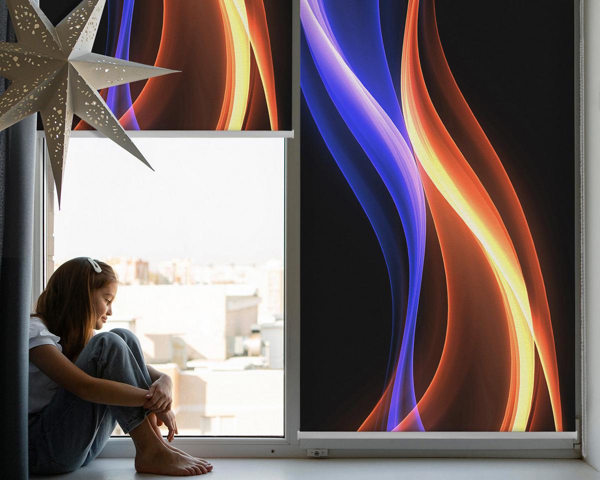 INNENROLLO - Fensterrollo - Rollo - 110x140 cm - Orange-Blau-Animation - Orange, Kunststoff (110/140/0.5cm) - TULUP