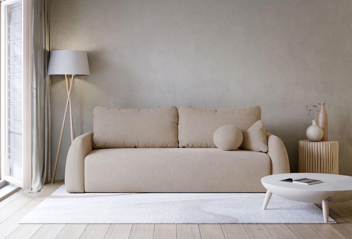 3-SITZER SOFA Nubelle Beige Chenille-Bezug, wasserabweisend - Beige/Schwarz, Kunststoff/Textil (244/85/93cm) - Selsey