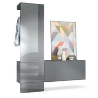 GARDEROBE Carlton Paneel in Grau Hochglanz - Grau, Holzwerkstoff (156.5/193/35cm) - Vladon