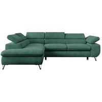 ECKSOFA PETER L Grün Struktur - Links Seite - Schwarz/Grün, Textil/Metall (208/273cm) - MKS