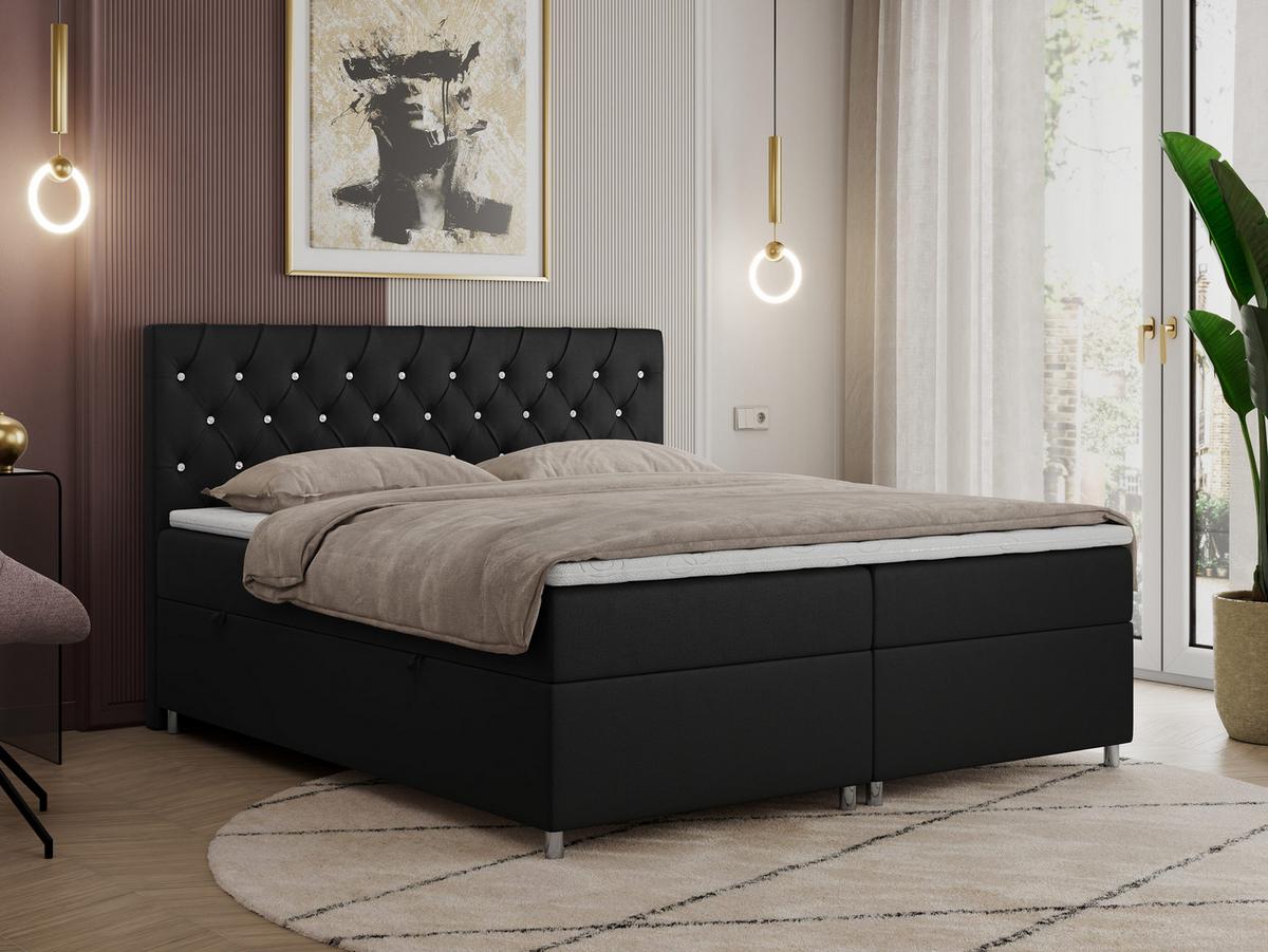 BOXBETT ROMA 120/200 - Schwarz Kunstleder - H3 - Schwarz, Holz/Textil (120/200cm)