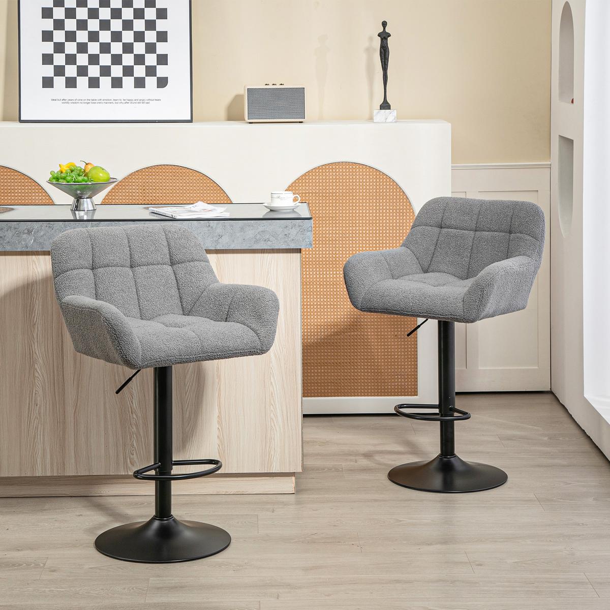 BARHOCKER 2er Set Polyester Stahl Grau - Grau, Textil (52.5/114/57.5cm) - HOMCOM