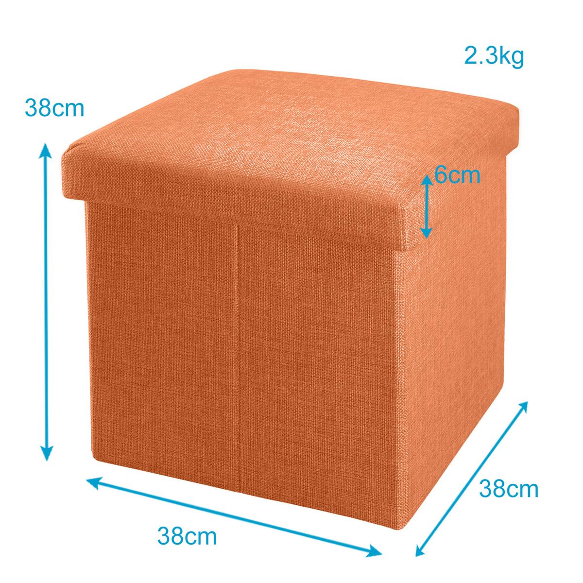 SITZHOCKER mit Stauraum 30/30/30 cm (Orange) - Orange, Textil (38/38/38cm) - Intirilife