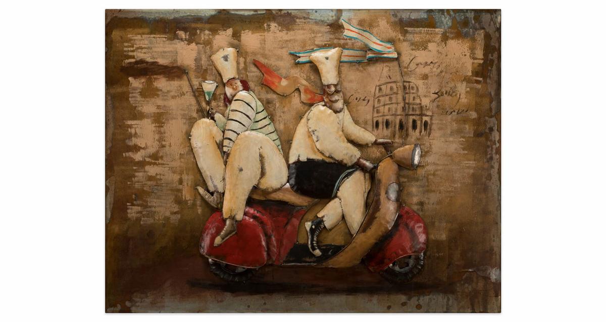 METALLBILD Rot 100/70 cm - Beige/Rot, Metall (4.6/70cm) - KUNSTLOFT