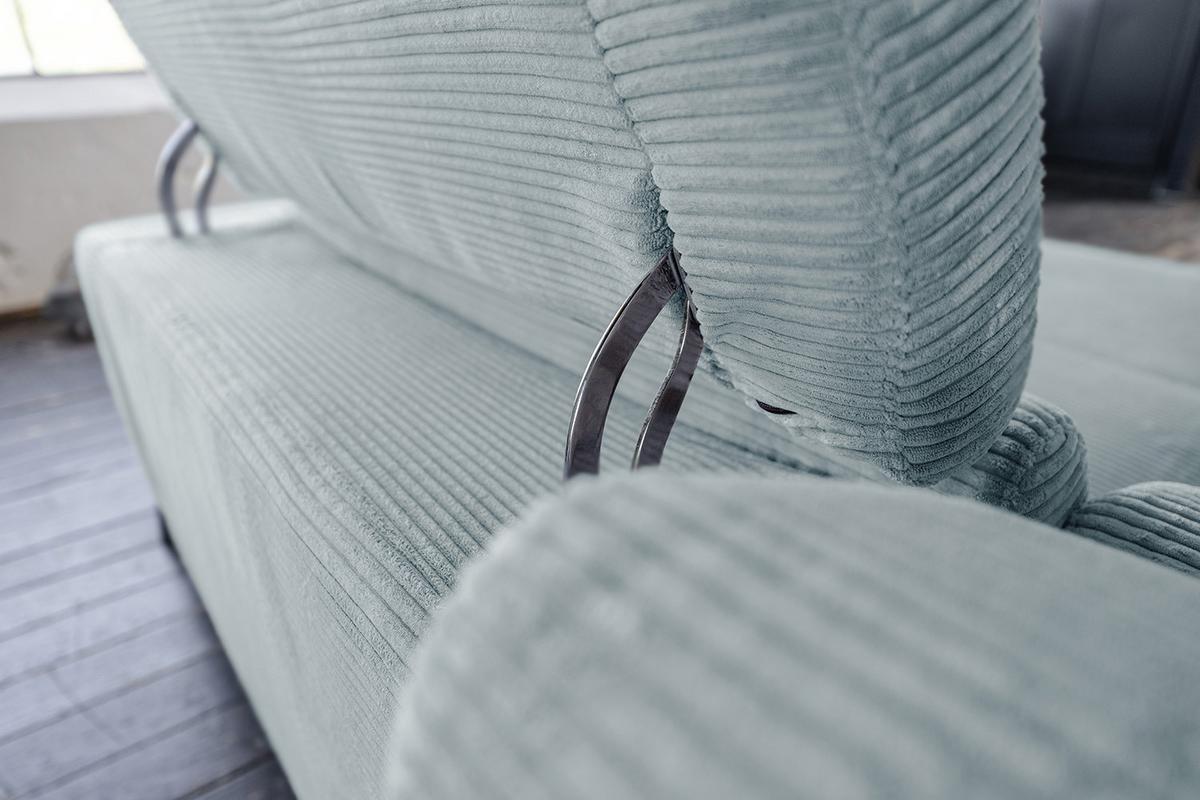 ECKSOFA LAISKA Hellblau Cord - Schwarz/Hellblau, Textil/Metall (282/177cm) - KAWOLA