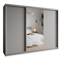 SCHWEBETÜRENSCHRANK TAVI 270/205/60 cm 3-türig mit Spiegel Graphitfarben - Graphitfarben, Holzwerkstoff (270/205/60cm) - MASSENO