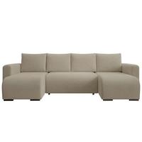 WOHNLANDSCHAFT DORA U mit Bettkasten und Schlaffunktion, U-Form, bequem - Hellbraun, Textil (305/85/140cm) - Storez24