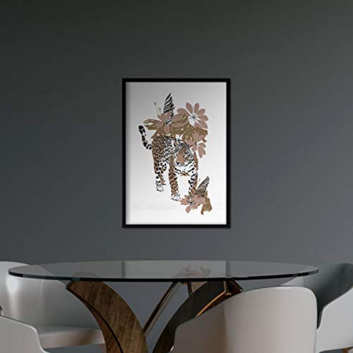 POSTER Set mit 4 GiraffenLeopardblatt, Blumen und Pflanzen vom Dschungel A4 Rahmenlos - Klar, Papier (29.7/3cm) - Nacnic