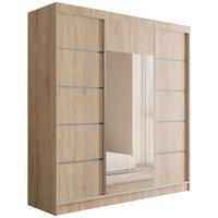 KLEIDERSCHRANK mit Spiegel V2-LINEA 215x200 cm Sonoma - Sonoma Eiche, Holzwerkstoff (200/215/61cm) - ALTDECOR