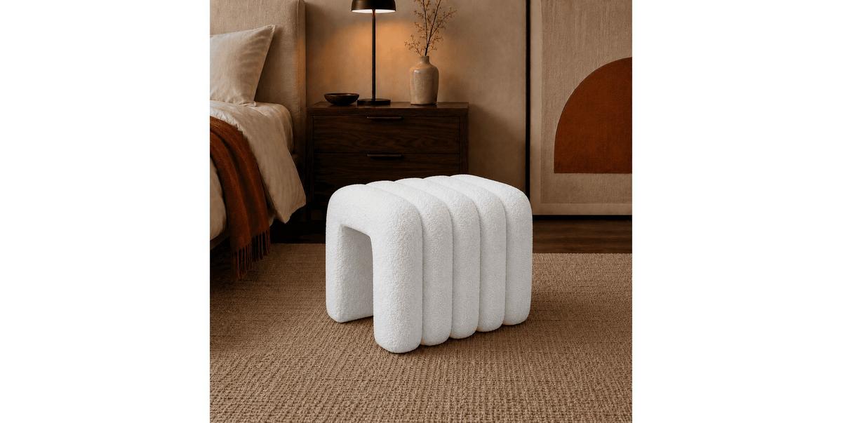 HOCKER RIBA 50/38/43 cm Weiß - Weiß, Textil (50/43/38cm) - Lookway