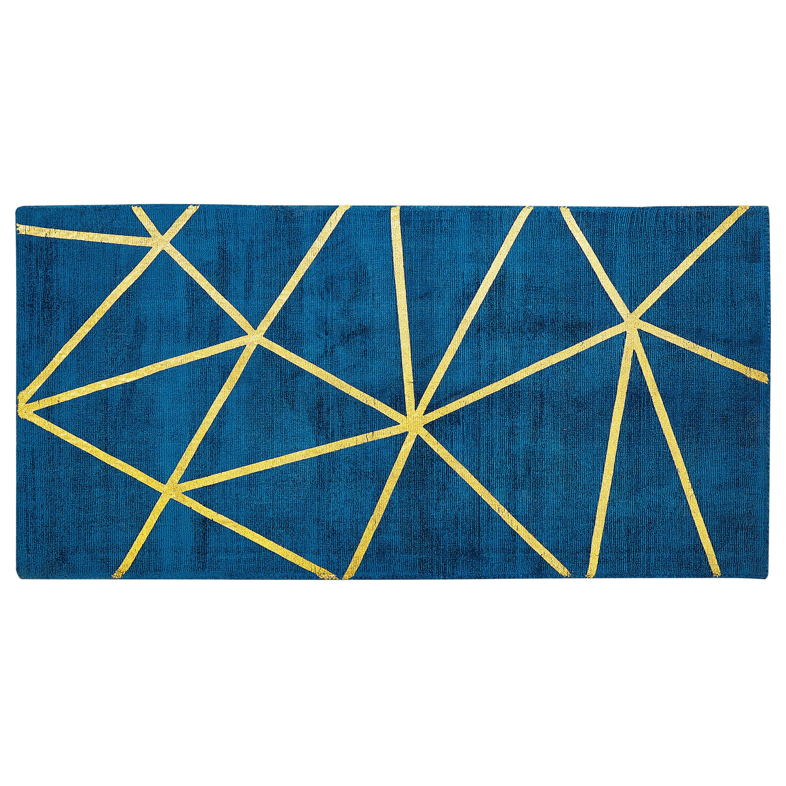 KURZFLOR-TEPPICH Havza 150/80 cm - Blau, Naturmaterialien (80/150cm) - Beliani