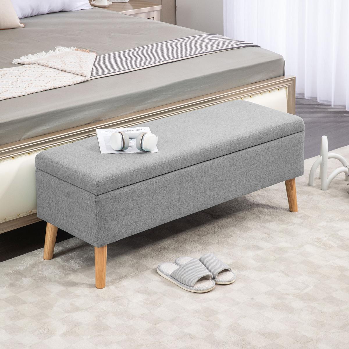 TRUHENBANK scandinavia Polyester Holz Grau - Grau, Kunststoff (39/45/110cm) - HOMCOM