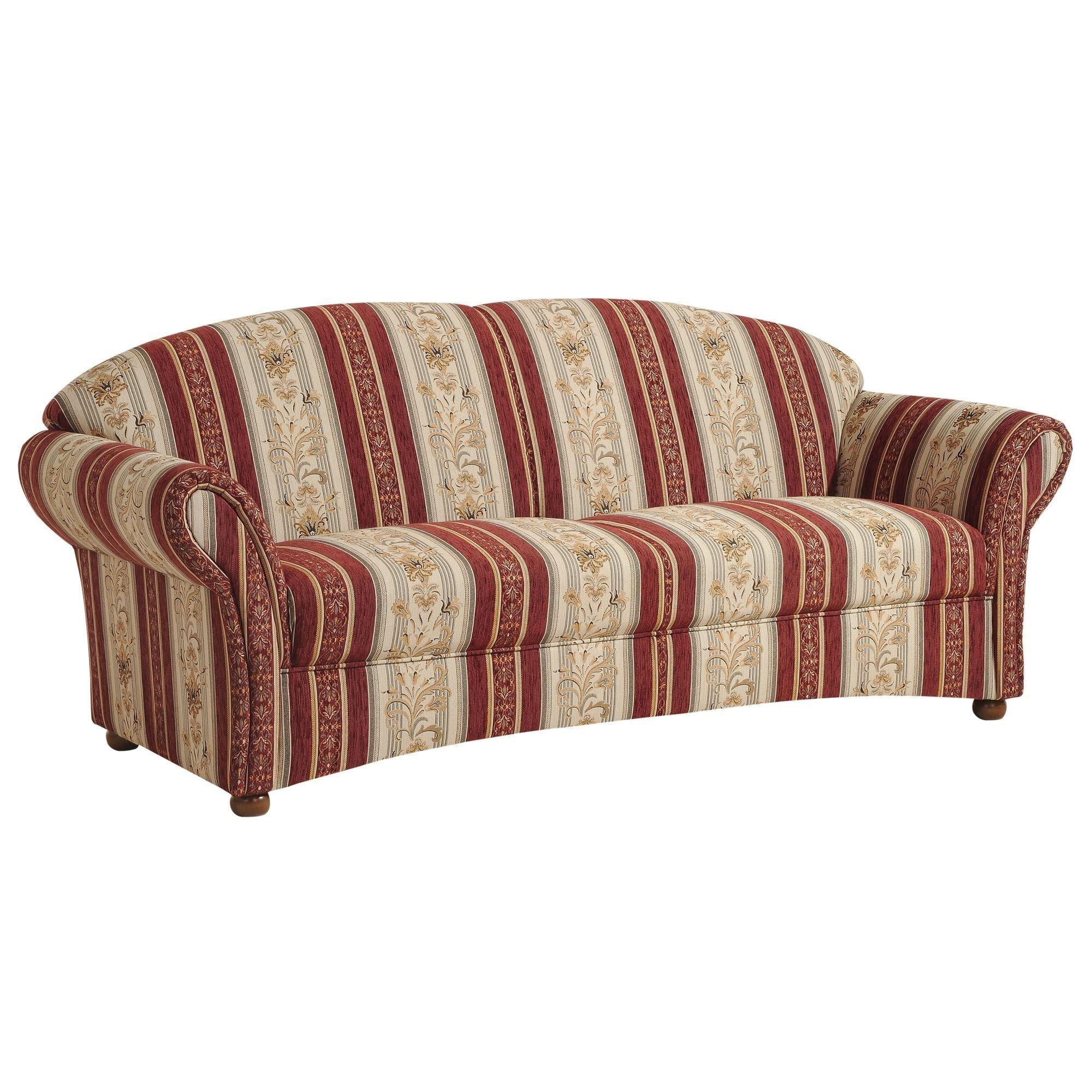 SOFA Landhaus 2,5-Sitzer Kama Bezug Chenille Natur/Rot gestreift - Rotbraun/Beige, Kunststoff (202/85/81cm) - 58aufmkessel