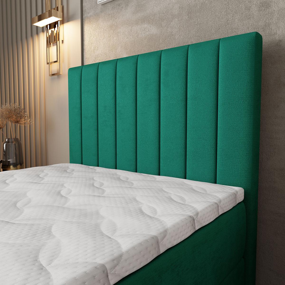 BOXBETT ARION 100 100x200 cm mit Matratze und Topper, H2+H3 - Grün - Grün, Holz (100/200cm) - MASSENO