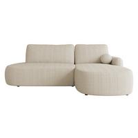 ECKSOFA Loridu O Cord, Seite: Rechts - Schwarz/Naturfarben, Holz/Kunststoff (274/174cm) - MIRJAN24