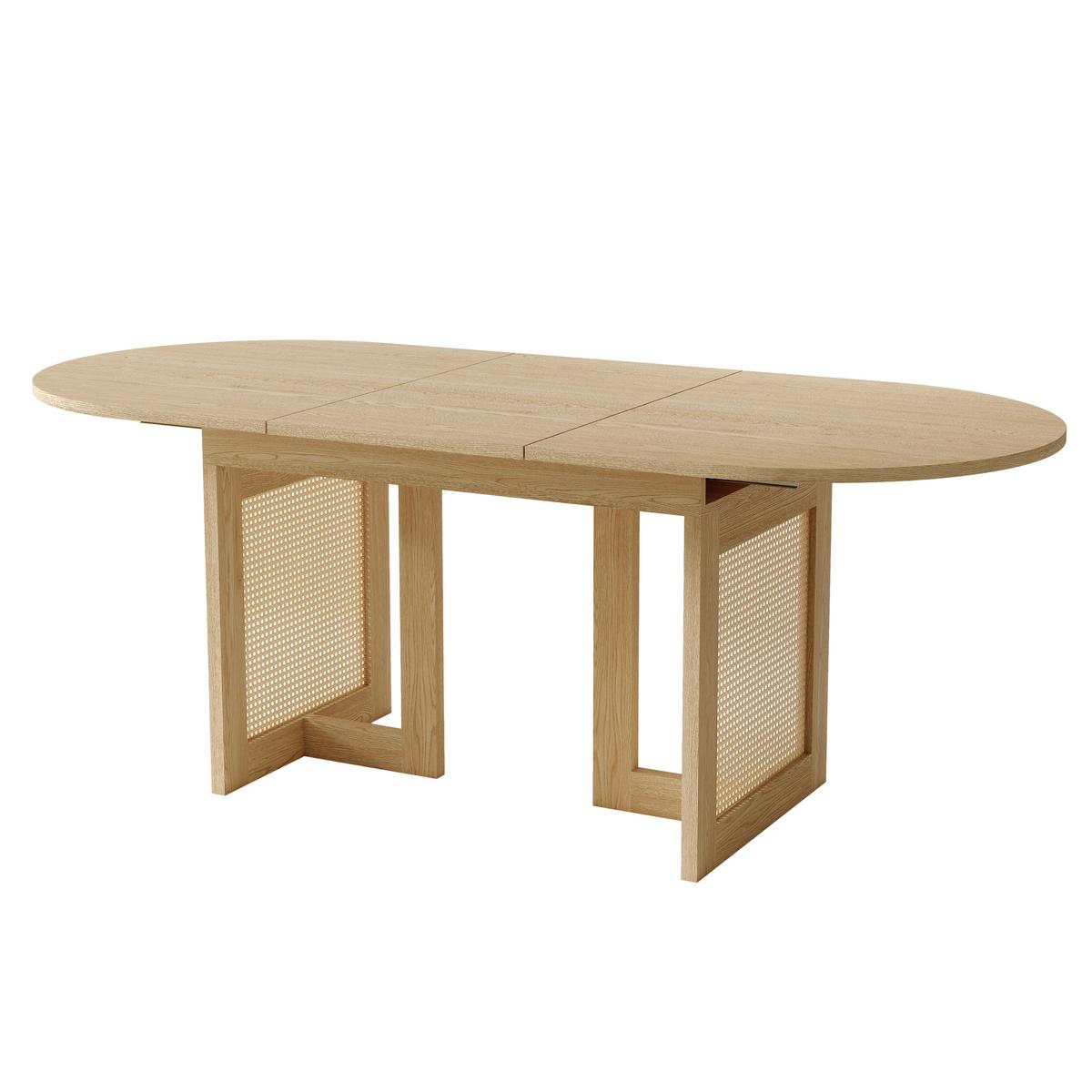 ESSTISCH Ausziehbar 150-200cm Eichenfarbe Rattan-Beine Abgerundet - Eichefarben, Holzwerkstoff (90/200/75cm) - Urban Meuble