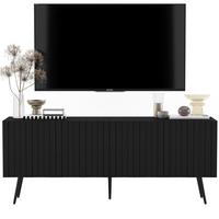 TV-SCHRANK Elpis Schwarz Matt mit Metallbeine Glamour 150 cm - Schwarz, Holzwerkstoff/Metall (150/60.5/36.5cm) - Meble Lindner