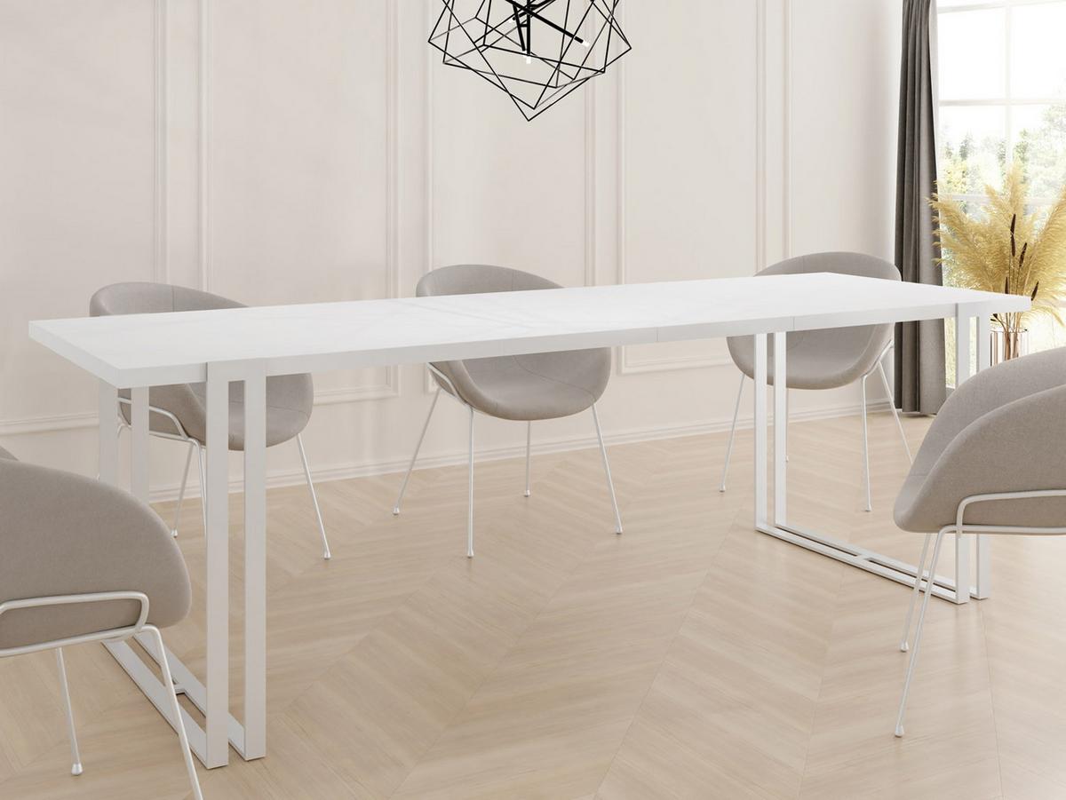 ESSTISCH Lilo rechteckig ausziehbar, Weiß 140-240/80/76 cm - Weiß, Holzwerkstoff/Metall (80/240/76cm) - WFL GROUP