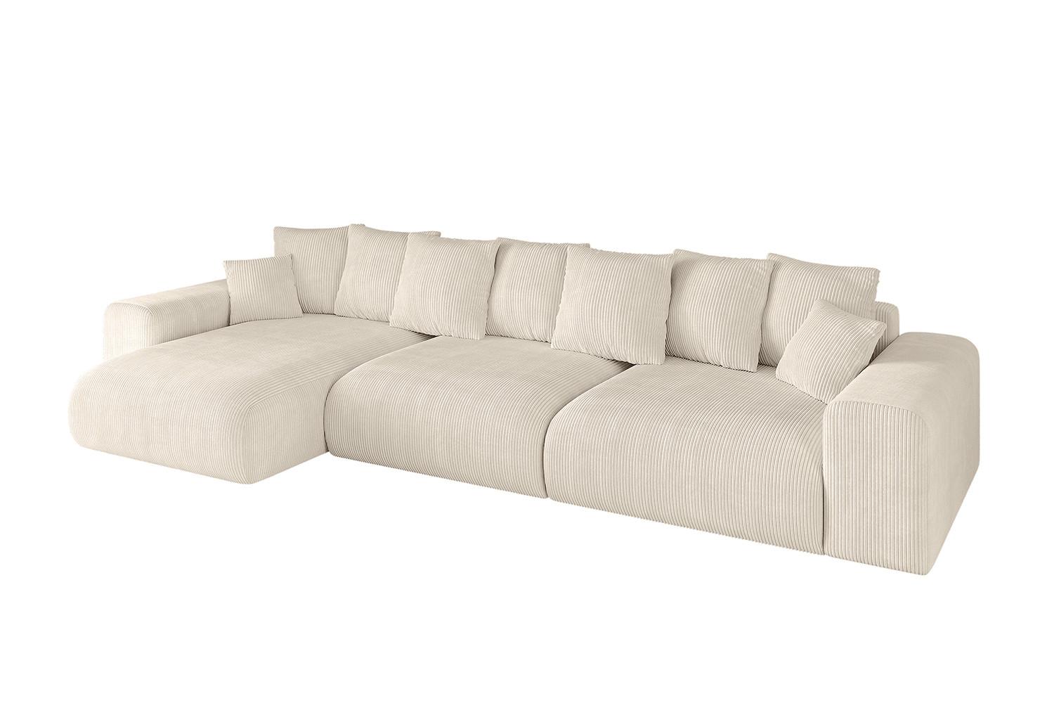 ECKSOFA Ottomane links ESKAR-L2 364x176x72 Taupe Cord - Taupe/Schwarz, Holzwerkstoff/Kunststoff (364/176cm) - ALTDECOR