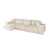 ECKSOFA Ottomane links ESKAR-L2 364x176x72 Taupe Cord - Taupe/Schwarz, Holzwerkstoff/Kunststoff (364/176cm) - ALTDECOR