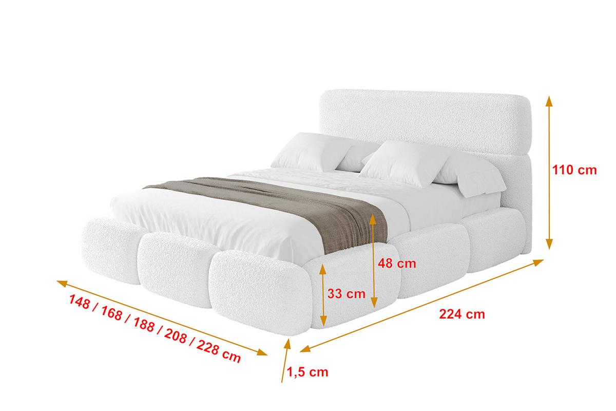 POLSTERBETT mit Bettkasten und Lattenrost, Boxbett ohne Matratze - ELVA 180x200 Weiß - Weiß, Holzwerkstoff/Textil (180/200cm) - ALTDECOR