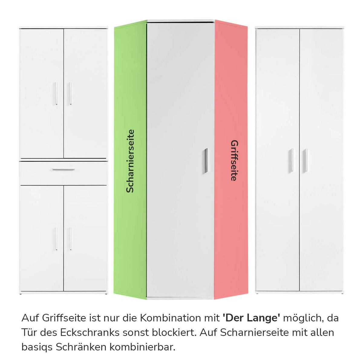 ECKSCHRANK Der Lange - Weiß, Holzwerkstoff (60/180/34cm) - Mokebo