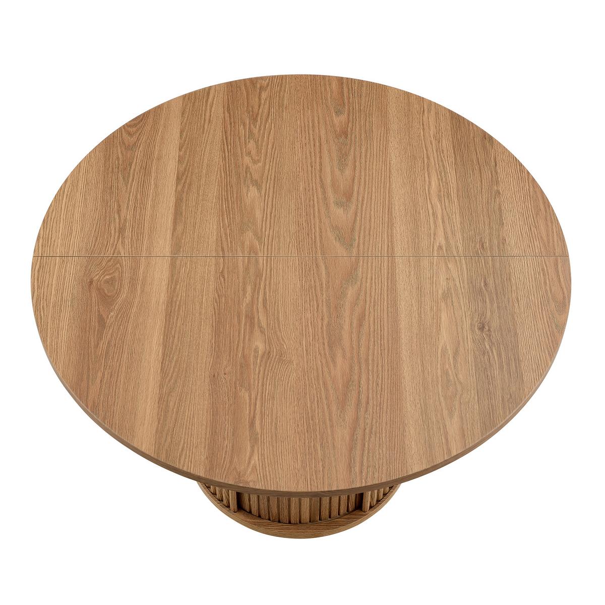 ESSTISCH aus Holzwerkstoff in Nussbaum-Optik, rund (Ø 120cm) mit Lamellen-Sockel und Stauraum - Walnussfarben, Holzwerkstoff (120/120/75.5cm) - Urban Meuble