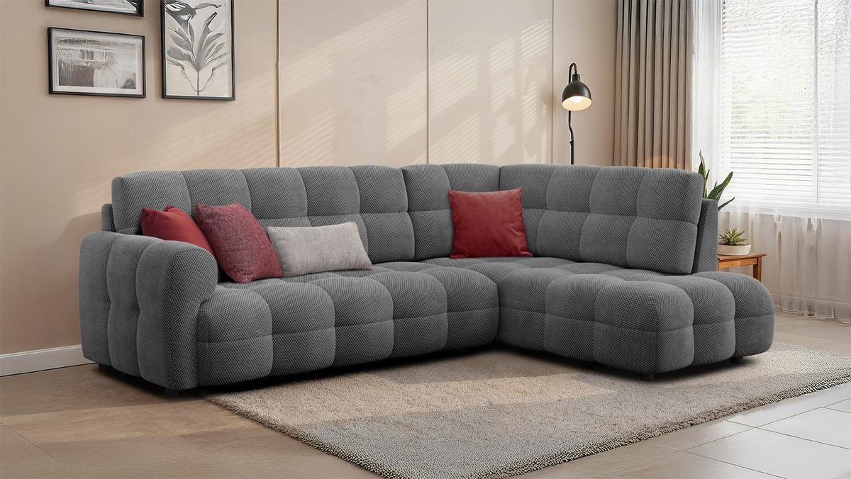 ECKSOFA MELLOW 5-Sitzer, grau - Schwarz/Grau, Holz/Textil (283/191cm) - Wozimo