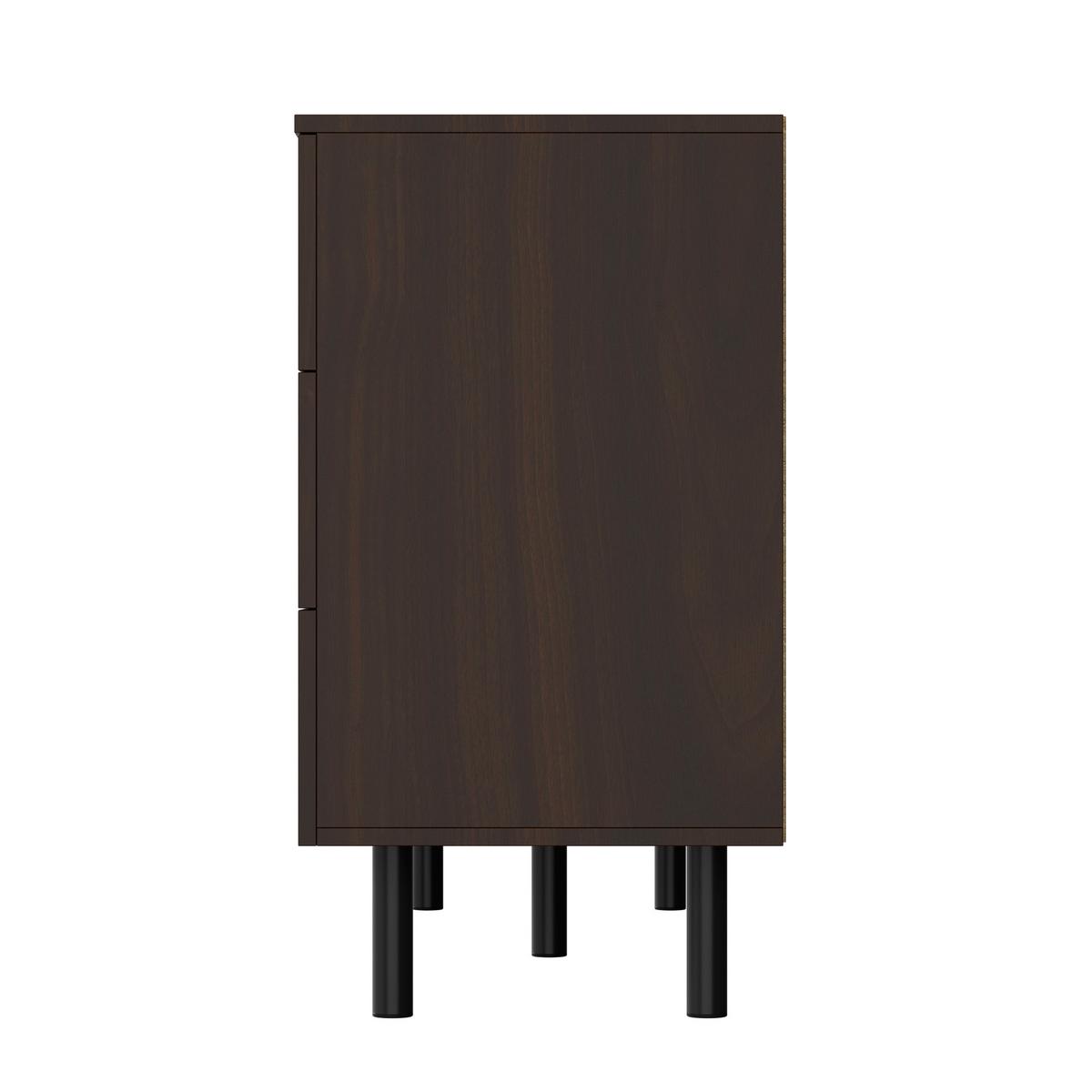 SIDEBOARD Walnuss mit 6 Schubladen & Rattan-Griffen Modern 120×40×74 cm - Walnussfarben, Holzwerkstoff (120/74/40cm) - Urban Meuble