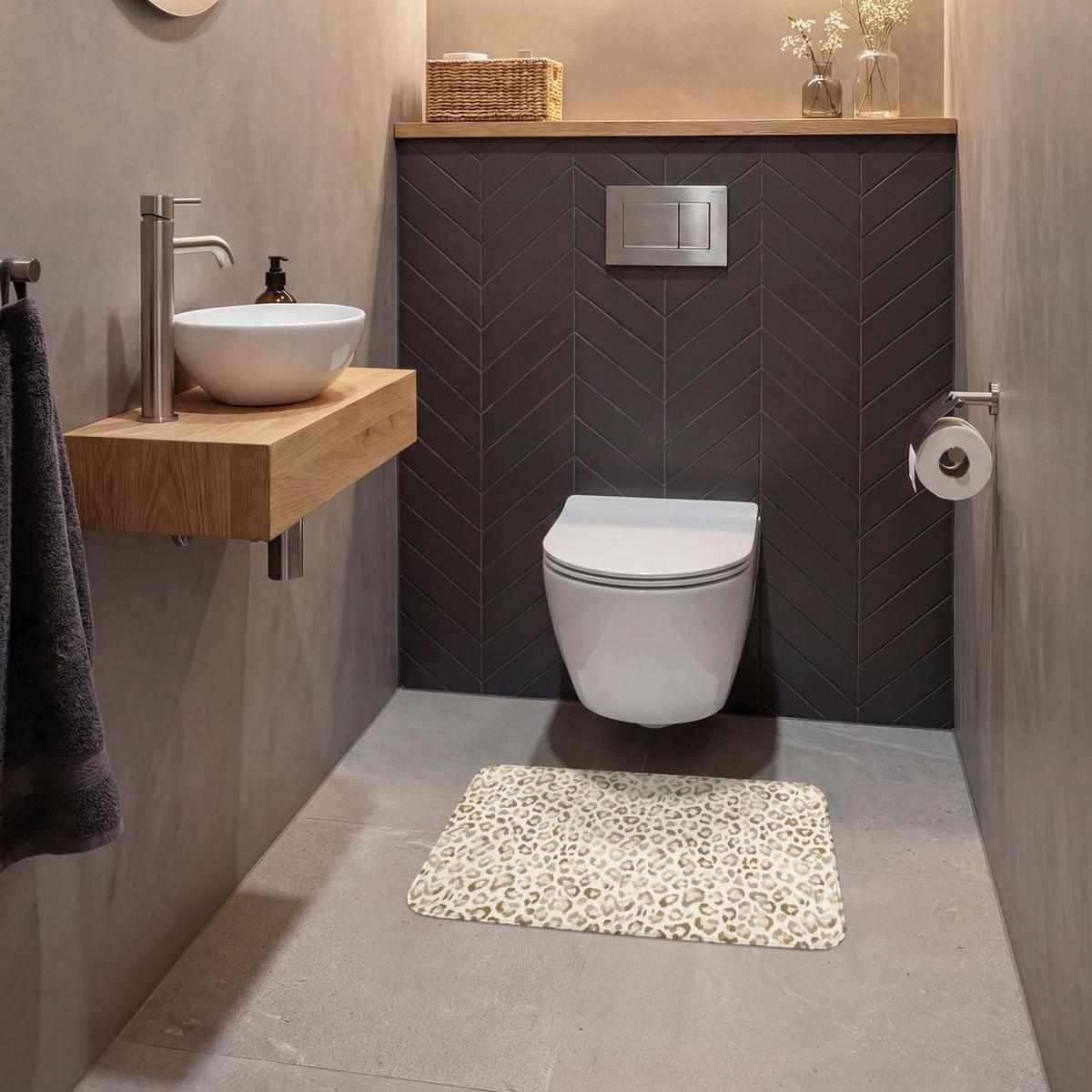 WC-VORLEGER Leopard - Klassisch - Beige Toilettenvorleger 60x40 cm - Hellbraun, Textil (60/1cm) - OnlyWow
