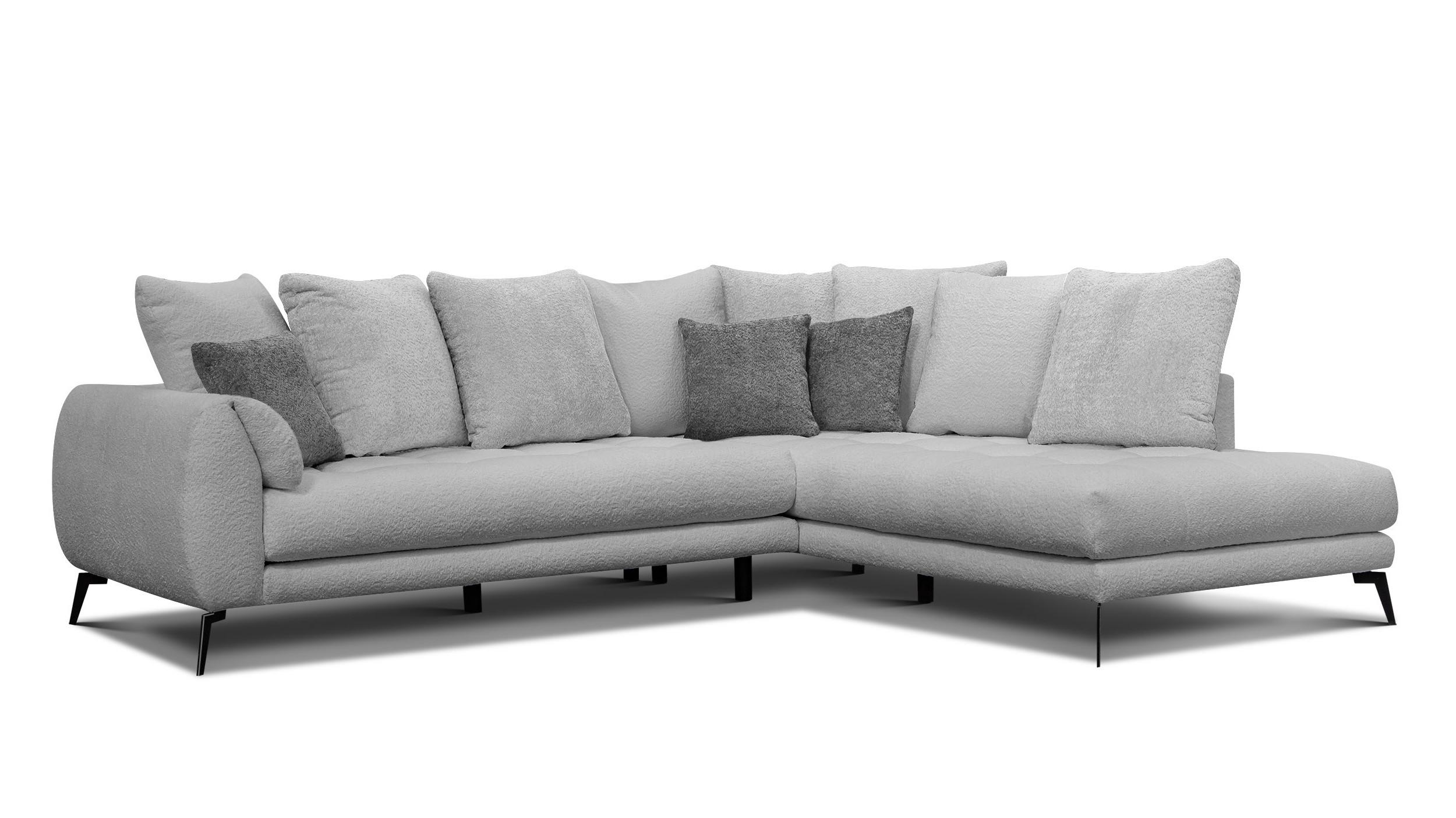 ECKSOFA CALME 5-Sitzer, hellgrau - Hellgrau/Schwarz, Holz/Textil (294/229cm) - Wozimo
