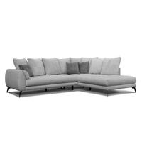 ECKSOFA CALME 5-Sitzer, hellgrau - Hellgrau/Schwarz, Holz/Textil (294/229cm) - Wozimo